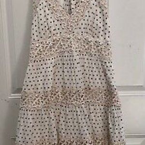 BCBG MAXAZRIA Polk Dot Halter Tierred Lace Trim